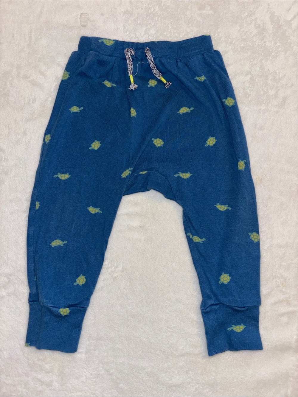 (3 for $10) Joe fresh Blue Turtle Print Kids Joggers with Drawstring 12-18 month
